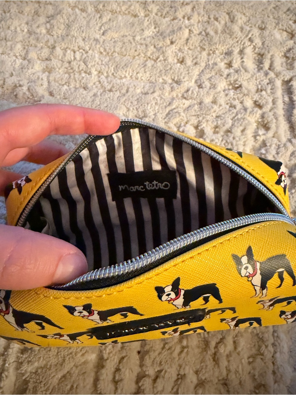 Marc Tetro yellow Boston Terrier pouch - Picture 3 of 6